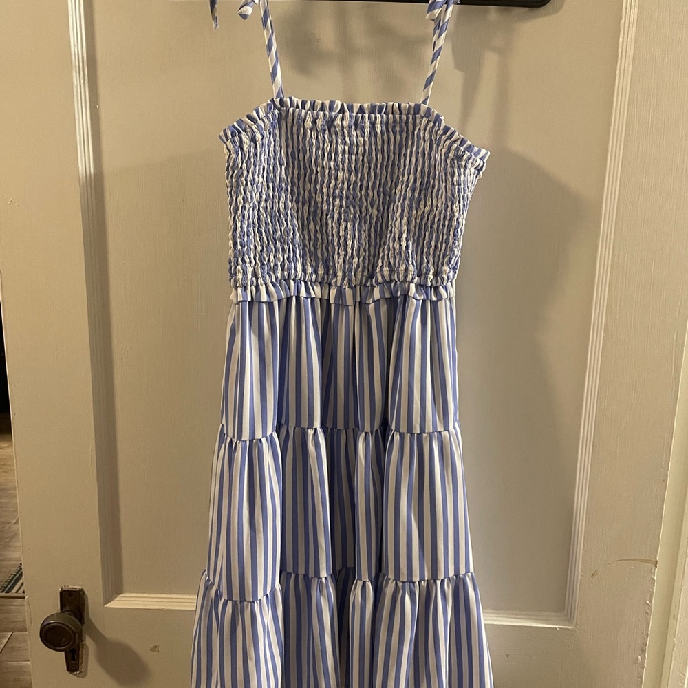 Main Strip Blue and White Striped Dress